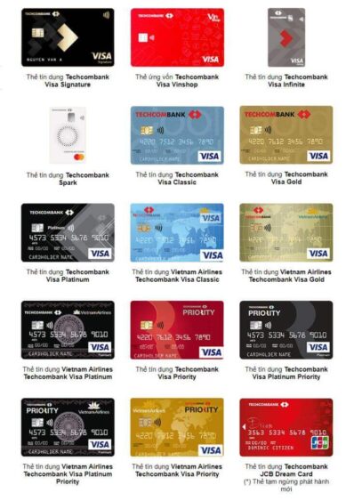 Các loại thẻ Techcombank
