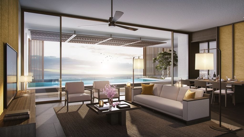 Các căn Sky Villas Regent Phu Quoc đều được thiết kế tối giản, gần gũi và có tầm nhìn ra biển xanh.