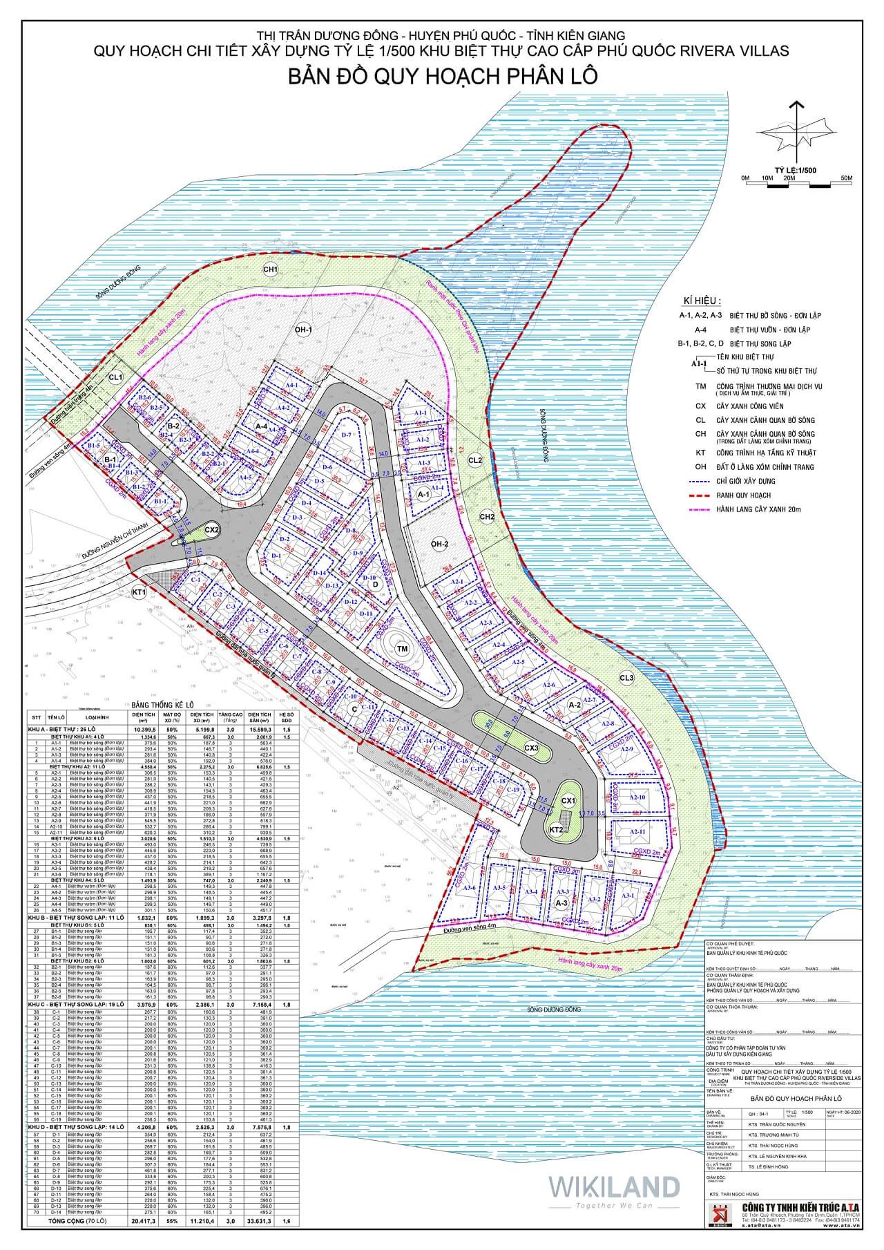 Bản đồ quy hoạch phân lô dự án Rivera Villas Phú Quốc