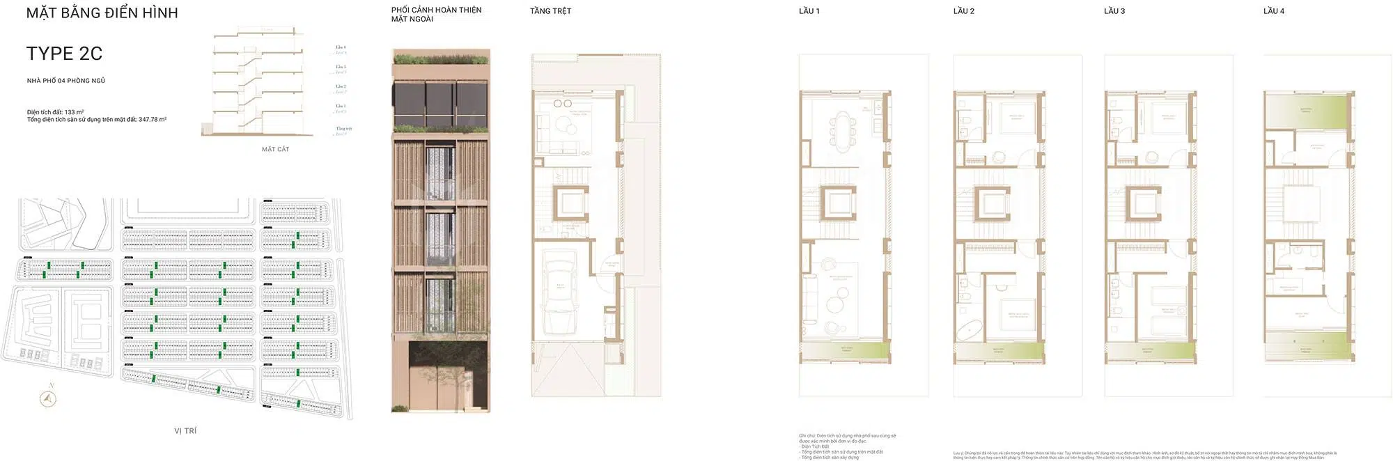 Mặt bằng thiết kế nhà phố Soho The Global City – Loại 2C