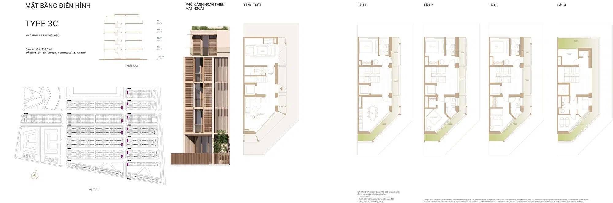 Mặt bằng thiết kế nhà phố Soho The Global City – Loại 3C