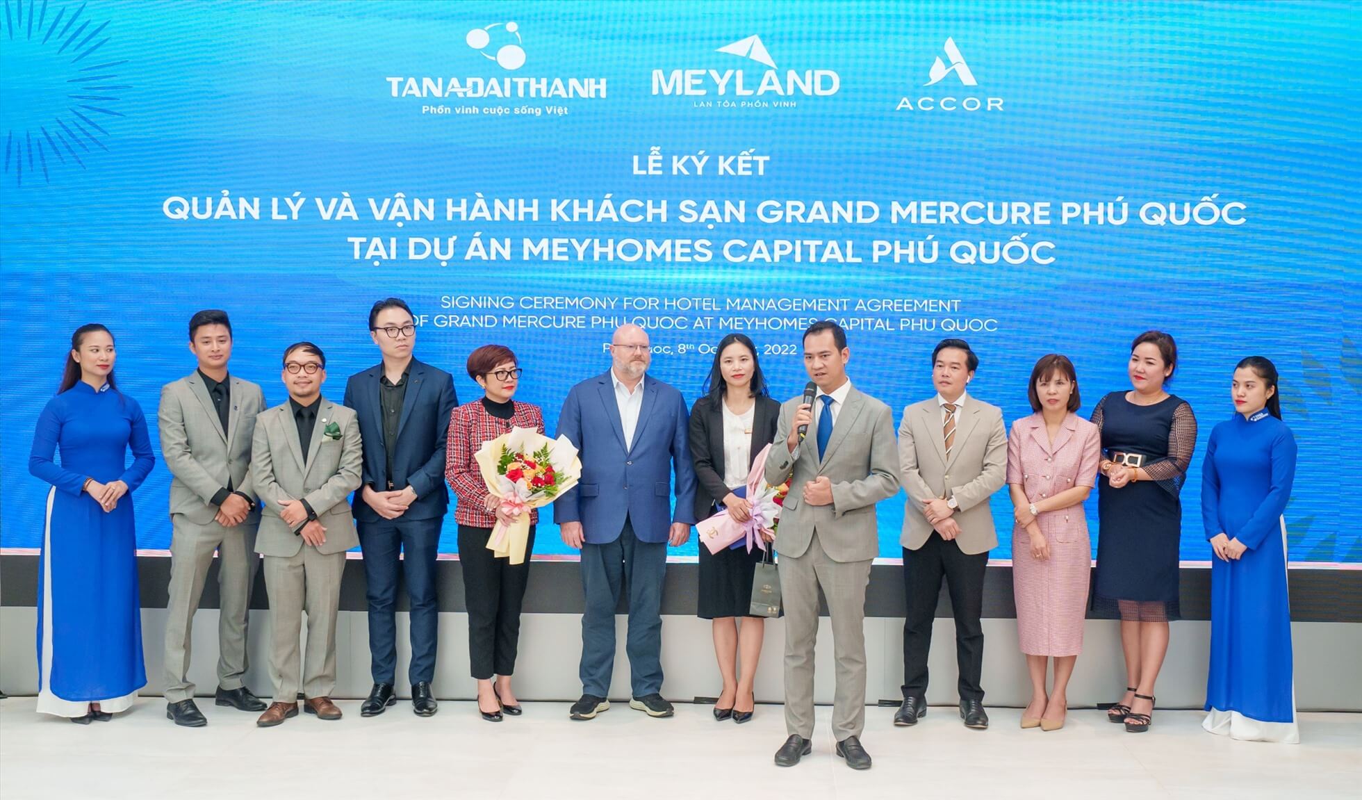 Ông Phạm Minh Đức, Phó TGĐ Tập đoàn Tân Á Đại Thành phát biểu tại sự kiện ký kết vận hành Grand Mercure Phú Quốc.