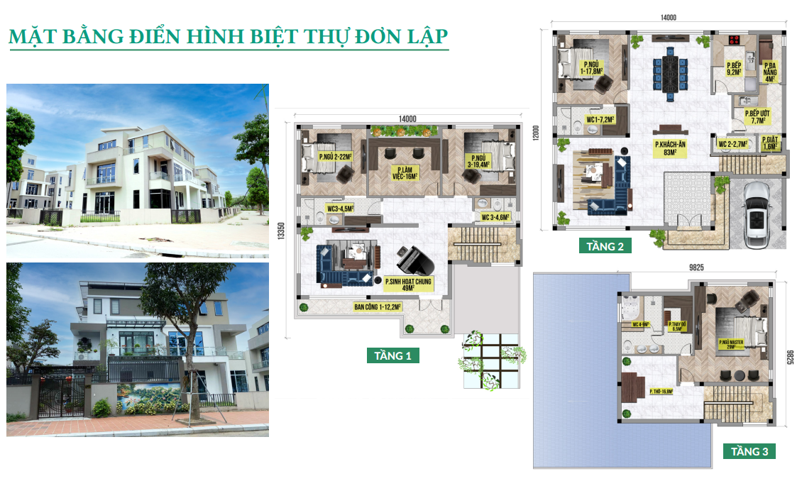 mặt bằng biệt thự đơn lập Lan Viên Villas