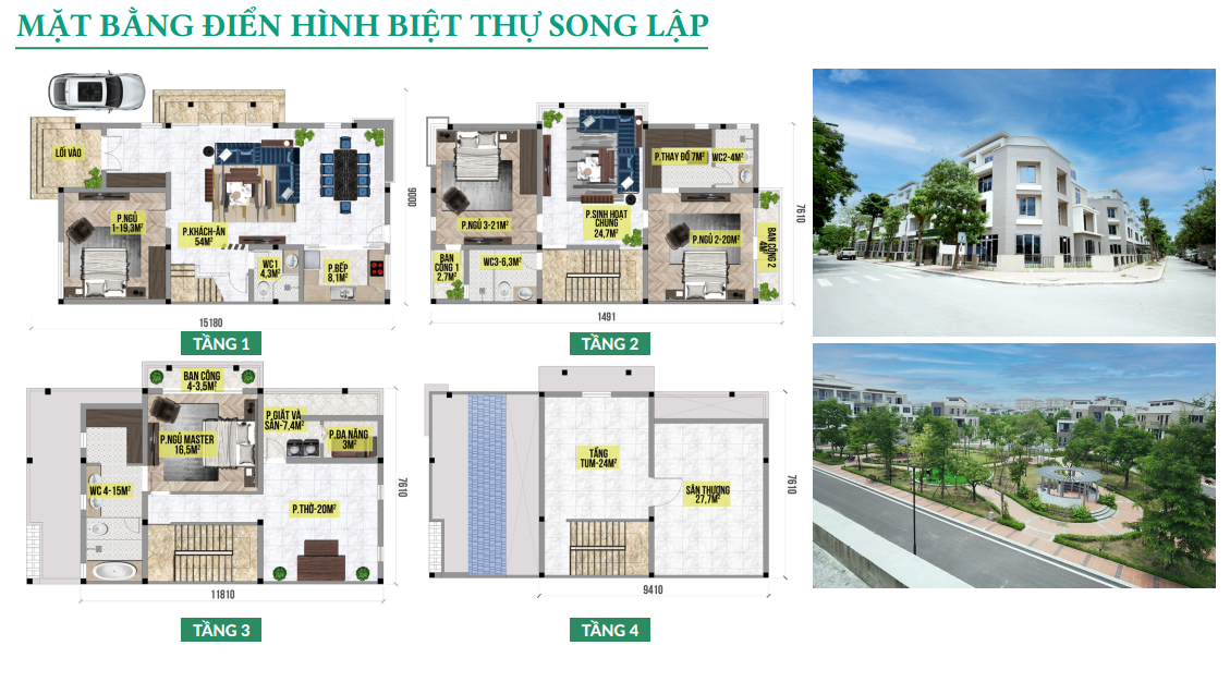 mặt bằng biệt thự song lập Lan Viên Villas