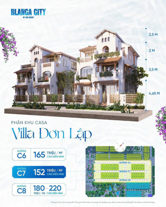 Bảng giá phân khu Casa - Villa Đơn lập Blanca City