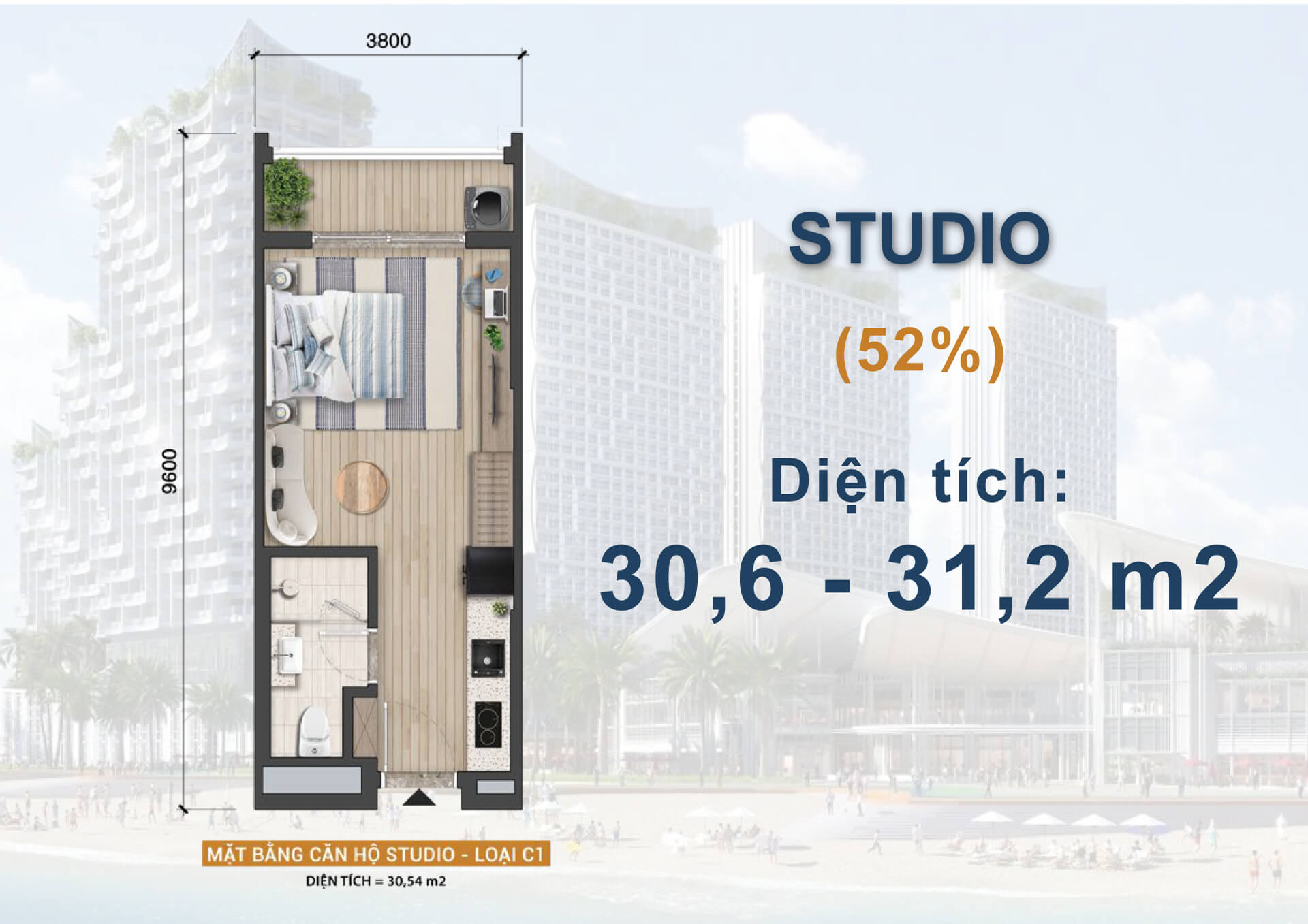Thiết kế Căn hộ Studio Blanca Tower