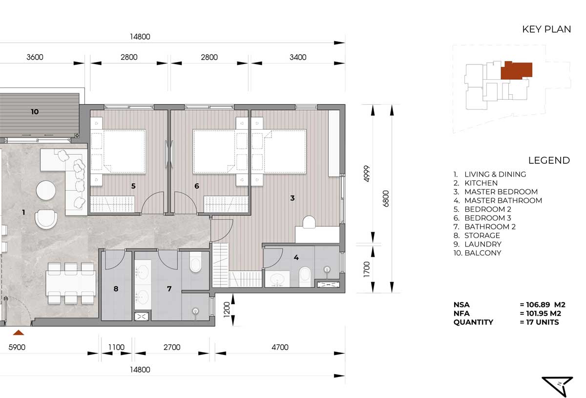 căn hộ 106m2 Starlight Residences