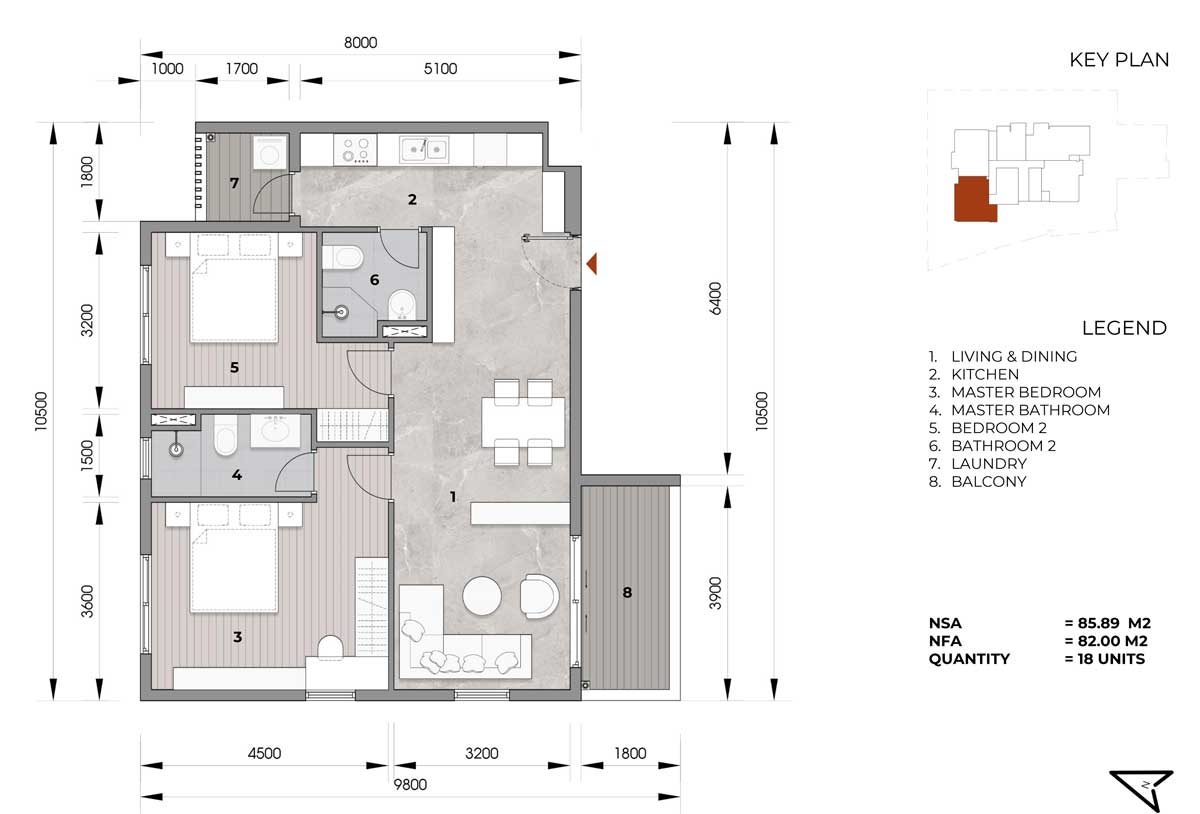 căn hộ 85m2 Starlight Residneces