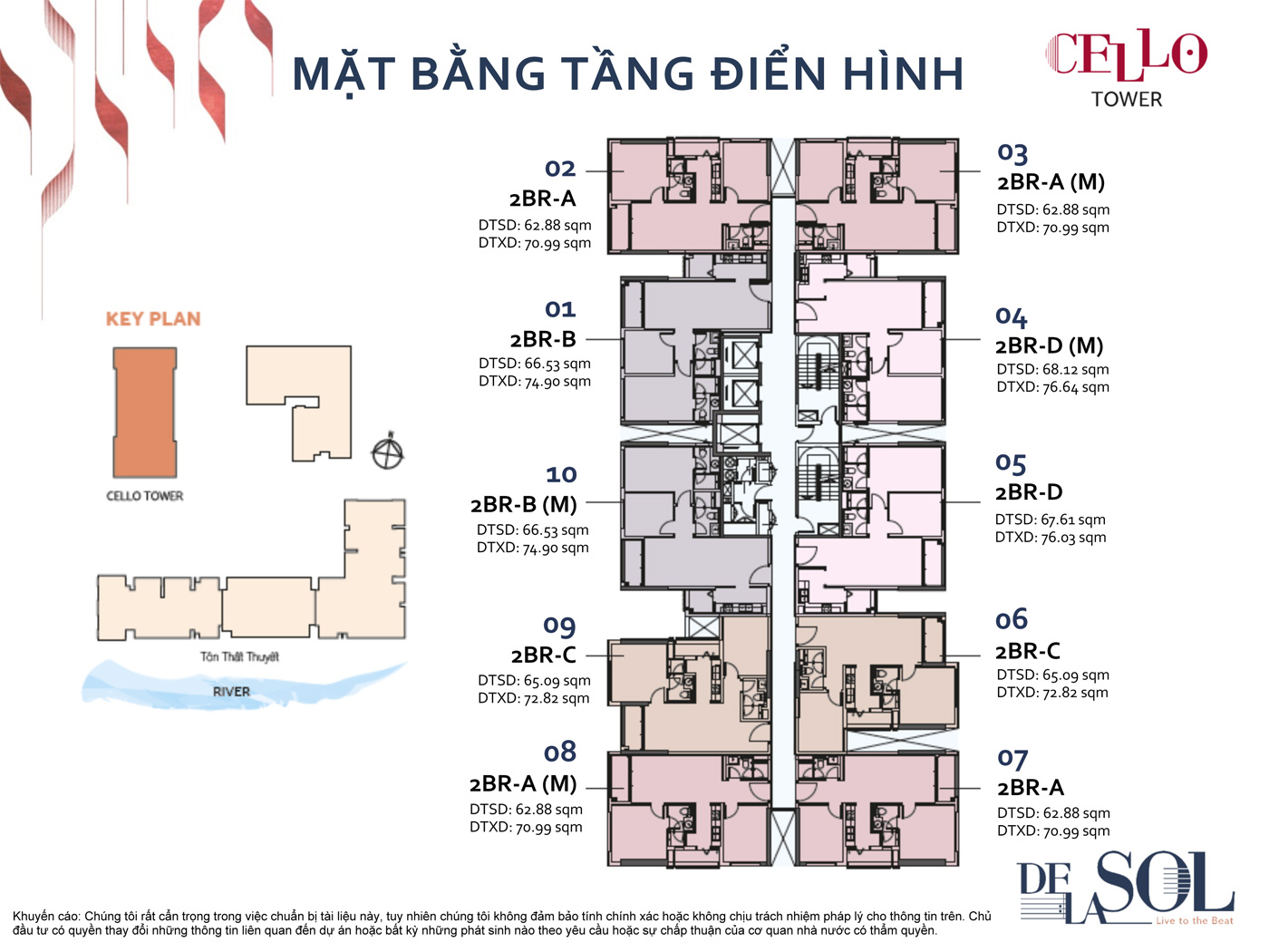 Mặt bằng điển hình tòa Cello Tower De La Sol Quận 4