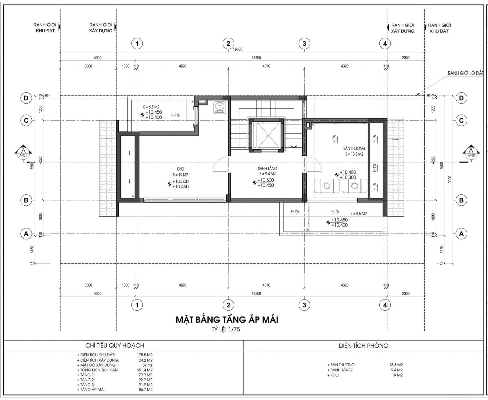 tầng 4 mặt bằng 175,5m2