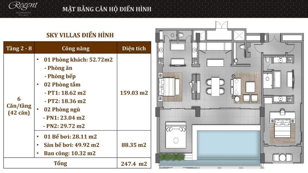 Mặt bằng Biệt thự Sky Villas Regent