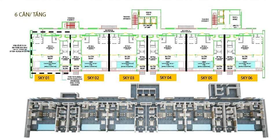 Mặt bằng tầng điển hình Sky Villas Residences