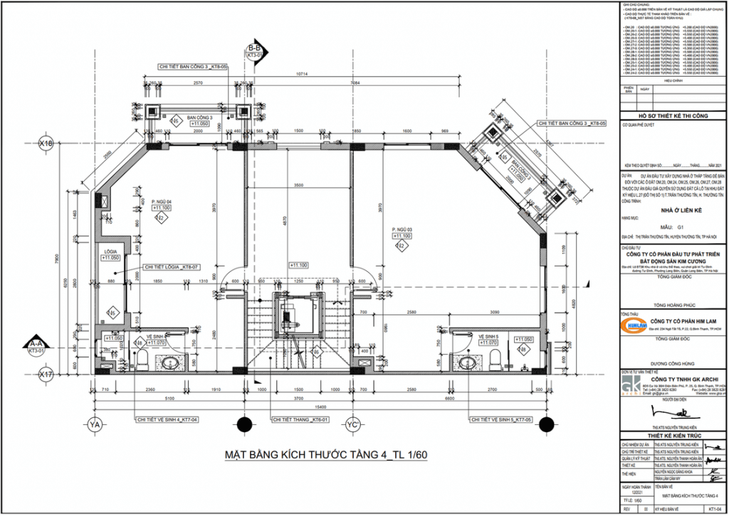 mặt bằng tầng 4 shophouse Him Lam Thường Tín