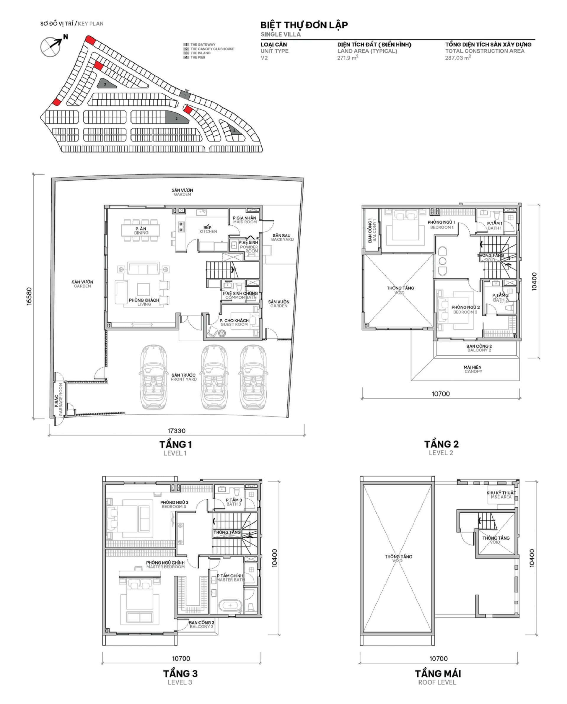 Layout thiet ke biệt thự đơn lập 271m2 The Orchard Sycamore Binh Duong