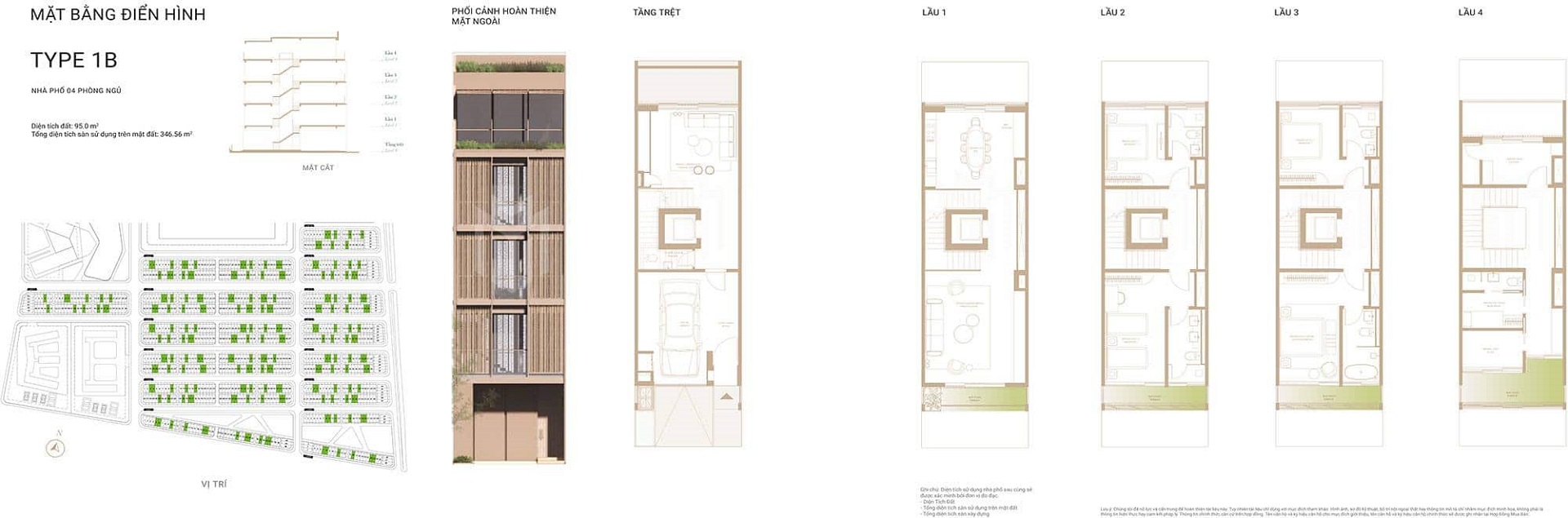 Layout thiết kế nhà phố Soho Type 1B The Gobal City