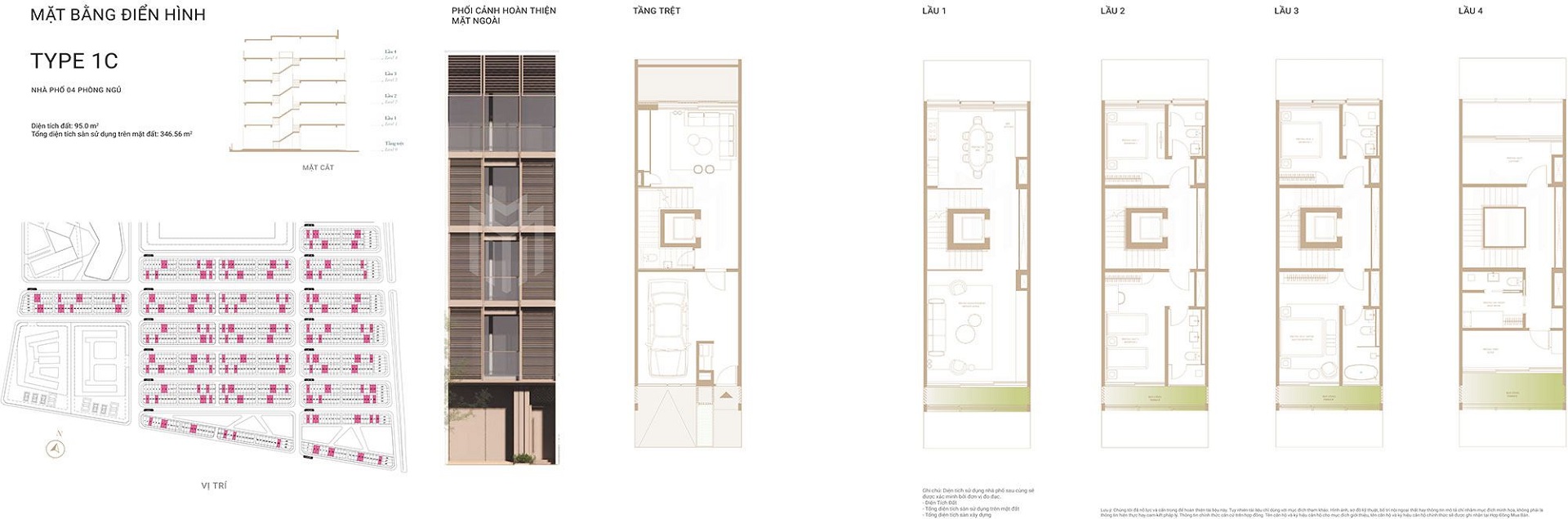 Layout thiết kế nhà phố Soho Type 1C The Gobal City