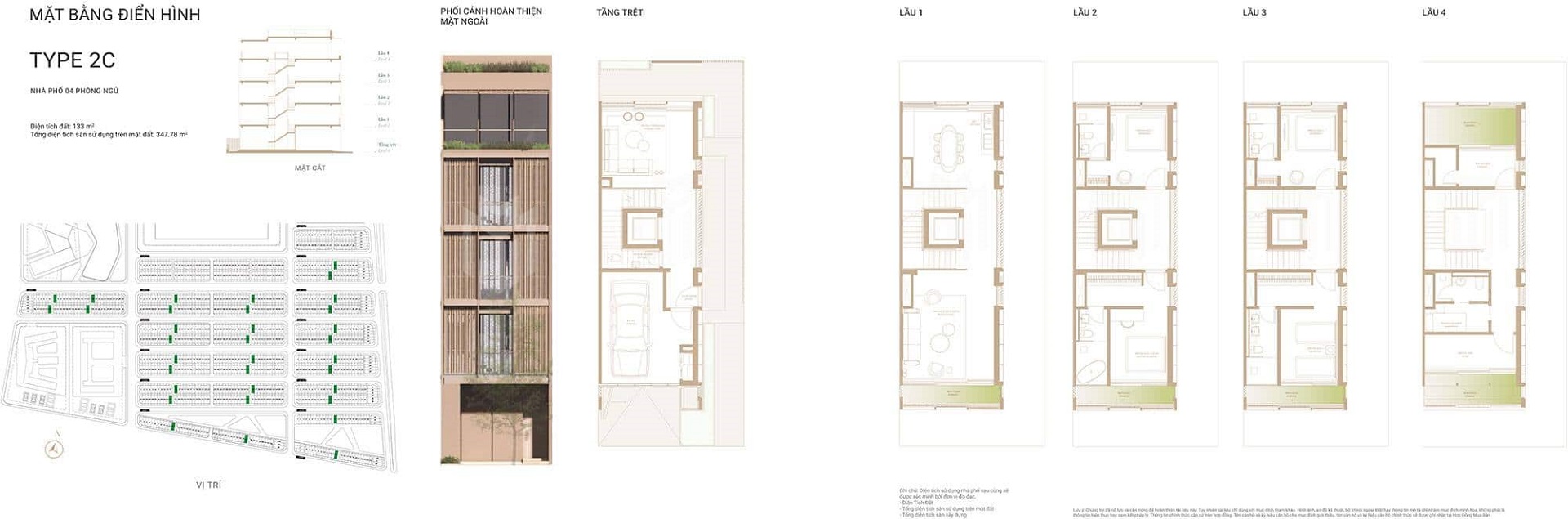 Layout thiết kế nhà phố Soho Type 2C The Gobal City