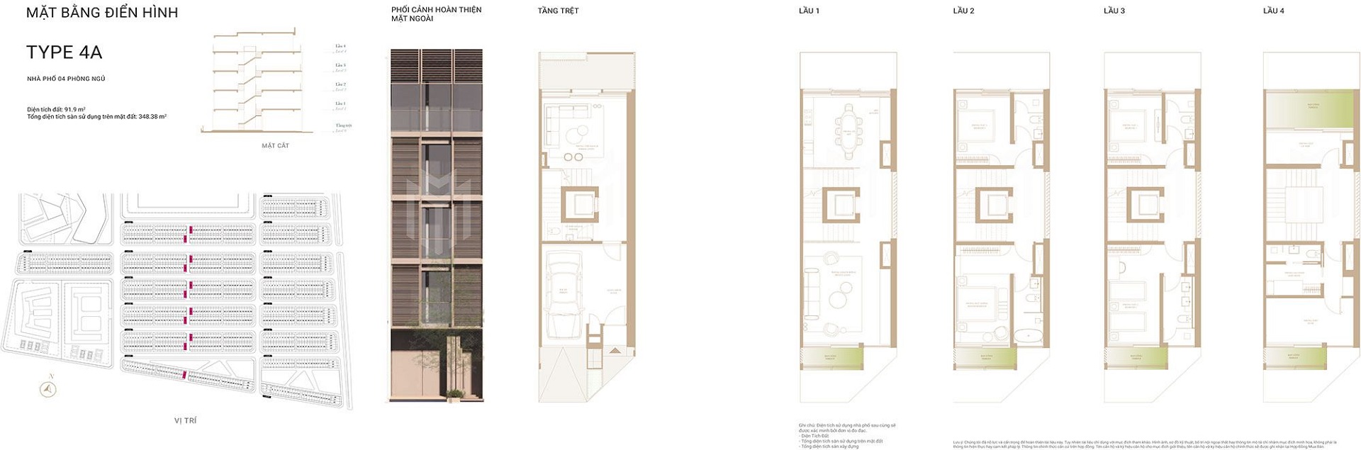 Layout thiết kế nhà phố Soho Type 4A The Gobal City.