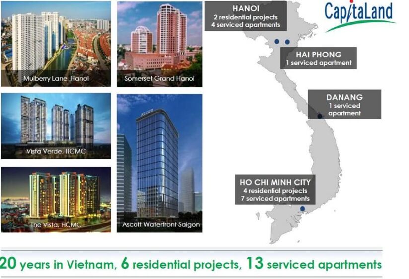 phạm vi hoạt động của CapitaLand Vietnam