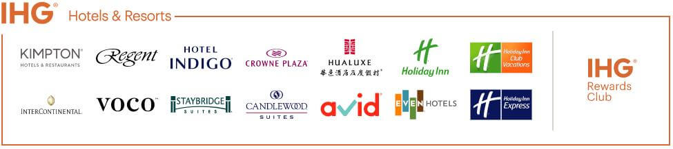 Các tên thương hiệu trực nằm trong tập đoàn lớn Intercontinental Hotel Group - IHG